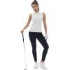 imageTACVASEN Womens Golf Shirts Sleeveless Racerback Polo Shirt UPF 50 Zip Up Moisture Wicking Workout Tennis Athletic Tank TopsWhite