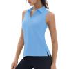 imageTACVASEN Womens Golf Shirts Sleeveless Racerback Polo Shirt UPF 50 Zip Up Moisture Wicking Workout Tennis Athletic Tank TopsWaterfblue