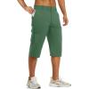 imageTACVASEN Mens Capri Pants Cargo Long Shorts Quick Dry Lightweight 34 Pants Below Knee Summer Hiking WorkBean Green