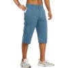 imageTACVASEN Mens Capri Pants Cargo Long Shorts Quick Dry Lightweight 34 Pants Below Knee Summer Hiking WorkLight Blue