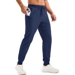 imageTACVASEN Mens Lightweight Athletic Joggers with Zipper Pockets Quick Dry Track Pants for Men Gym Sweatpants Workout GolfBlue