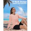 imageTACVASEN Womens Long Sleeve V Neck Workout Tops UPF 50 Sun Protection Quick Dry Lightweight Hiking Running TShirtsApricot