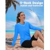imageTACVASEN Womens Long Sleeve V Neck Workout Tops UPF 50 Sun Protection Quick Dry Lightweight Hiking Running TShirtsAzure