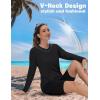 imageTACVASEN Womens Long Sleeve V Neck Workout Tops UPF 50 Sun Protection Quick Dry Lightweight Hiking Running TShirtsBlack