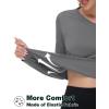 imageTACVASEN Womens Long Sleeve V Neck Workout Tops UPF 50 Sun Protection Quick Dry Lightweight Hiking Running TShirtsDark Gray
