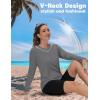 imageTACVASEN Womens Long Sleeve V Neck Workout Tops UPF 50 Sun Protection Quick Dry Lightweight Hiking Running TShirtsDark Gray