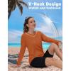 imageTACVASEN Womens Long Sleeve V Neck Workout Tops UPF 50 Sun Protection Quick Dry Lightweight Hiking Running TShirtsDark Orange