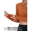 imageTACVASEN Womens Long Sleeve V Neck Workout Tops UPF 50 Sun Protection Quick Dry Lightweight Hiking Running TShirtsDark Orange