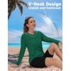 imageTACVASEN Womens Long Sleeve V Neck Workout Tops UPF 50 Sun Protection Quick Dry Lightweight Hiking Running TShirtsEgreen