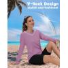 imageTACVASEN Womens Long Sleeve V Neck Workout Tops UPF 50 Sun Protection Quick Dry Lightweight Hiking Running TShirtsGray Purple