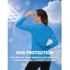 imageTACVASEN Womens Long Sleeve V Neck Workout Tops UPF 50 Sun Protection Quick Dry Lightweight Hiking Running TShirtsGreen Blue