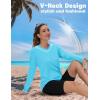 imageTACVASEN Womens Long Sleeve V Neck Workout Tops UPF 50 Sun Protection Quick Dry Lightweight Hiking Running TShirtsIce Blue