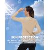 imageTACVASEN Womens Long Sleeve V Neck Workout Tops UPF 50 Sun Protection Quick Dry Lightweight Hiking Running TShirtsLight Apricot