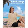 imageTACVASEN Womens Long Sleeve V Neck Workout Tops UPF 50 Sun Protection Quick Dry Lightweight Hiking Running TShirtsLight Apricot