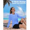 imageTACVASEN Womens Long Sleeve V Neck Workout Tops UPF 50 Sun Protection Quick Dry Lightweight Hiking Running TShirtsLight Blue