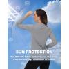 imageTACVASEN Womens Long Sleeve V Neck Workout Tops UPF 50 Sun Protection Quick Dry Lightweight Hiking Running TShirtsLight Gray