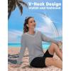 imageTACVASEN Womens Long Sleeve V Neck Workout Tops UPF 50 Sun Protection Quick Dry Lightweight Hiking Running TShirtsLight Gray