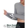 imageTACVASEN Womens Long Sleeve V Neck Workout Tops UPF 50 Sun Protection Quick Dry Lightweight Hiking Running TShirtsLight Gray