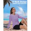 imageTACVASEN Womens Long Sleeve V Neck Workout Tops UPF 50 Sun Protection Quick Dry Lightweight Hiking Running TShirtsLight Purple