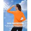 imageTACVASEN Womens Long Sleeve V Neck Workout Tops UPF 50 Sun Protection Quick Dry Lightweight Hiking Running TShirtsOrange