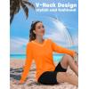 imageTACVASEN Womens Long Sleeve V Neck Workout Tops UPF 50 Sun Protection Quick Dry Lightweight Hiking Running TShirtsOrange