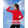 imageTACVASEN Womens Long Sleeve V Neck Workout Tops UPF 50 Sun Protection Quick Dry Lightweight Hiking Running TShirtsTomato Red
