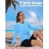 imageTACVASEN Womens Long Sleeve V Neck Workout Tops UPF 50 Sun Protection Quick Dry Lightweight Hiking Running TShirtsWaterfall Blue
