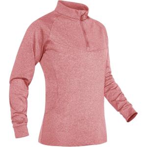 imageTACVASEN Womens Sweatshirt Gym Workout Sports Shirts Cycling Pullovers 14 Zip Up Pink 2XL