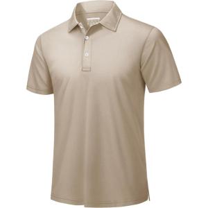 imageTACVASEN Mens Golf Shirt Dry Fit Mens Polo Shirts Short Sleeve Performance Golf Polos for Men with Collar Work Shirts20khaki