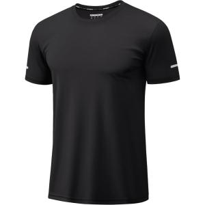 imageTACVASEN Mens Short Sleeve Swim Top UPF 50 Sun Protection TShirt Crew Neck Moisture Wicking Gym Shirts01black