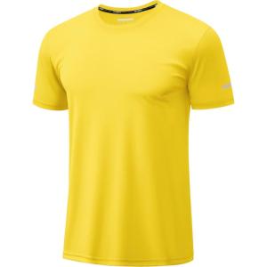 imageTACVASEN Mens Short Sleeve Swim Top UPF 50 Sun Protection TShirt Crew Neck Moisture Wicking Gym Shirts03yellow