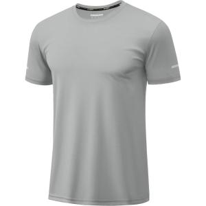 imageTACVASEN Mens Short Sleeve Swim Top UPF 50 Sun Protection TShirt Crew Neck Moisture Wicking Gym Shirts07lightgrey