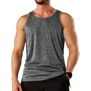 imageTACVASEN Mens Tank Tops Quick Dry Sleeveless Workout Muscle Shirt Athletic Bodybuilding Gym Performance Tee ShirtsDark Grey