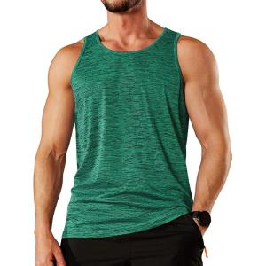 imageTACVASEN Mens Tank Tops Quick Dry Sleeveless Workout Muscle Shirt Athletic Bodybuilding Gym Performance Tee ShirtsEmerald Green