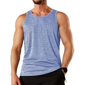 imageTACVASEN Mens Tank Tops Quick Dry Sleeveless Workout Muscle Shirt Athletic Bodybuilding Gym Performance Tee ShirtsLight Blue