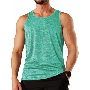 imageTACVASEN Mens Tank Tops Quick Dry Sleeveless Workout Muscle Shirt Athletic Bodybuilding Gym Performance Tee ShirtsLight Green