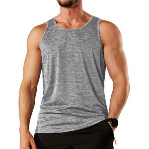 imageTACVASEN Mens Tank Tops Quick Dry Sleeveless Workout Muscle Shirt Athletic Bodybuilding Gym Performance Tee ShirtsLight Grey