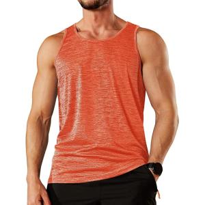 imageTACVASEN Mens Tank Tops Quick Dry Sleeveless Workout Muscle Shirt Athletic Bodybuilding Gym Performance Tee ShirtsOrange