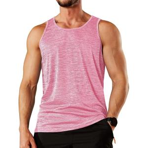 imageTACVASEN Mens Tank Tops Quick Dry Sleeveless Workout Muscle Shirt Athletic Bodybuilding Gym Performance Tee ShirtsPink