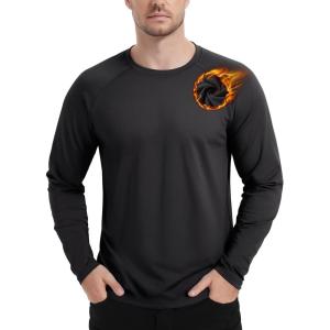 imageTACVASEN Mens Thermal Shirt Long Sleeve Fleece Lined Base Layer Lightweight Moisture Wicking Athletic Undershirt01 Black