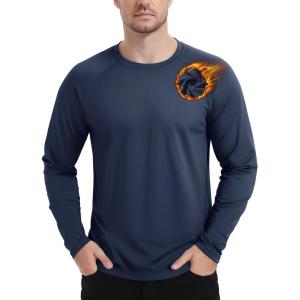 imageTACVASEN Mens Thermal Shirt Long Sleeve Fleece Lined Base Layer Lightweight Moisture Wicking Athletic Undershirt03 Navy