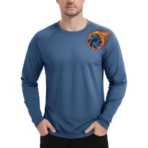 imageTACVASEN Mens Thermal Shirt Long Sleeve Fleece Lined Base Layer Lightweight Moisture Wicking Athletic Undershirt04 Blue Gray