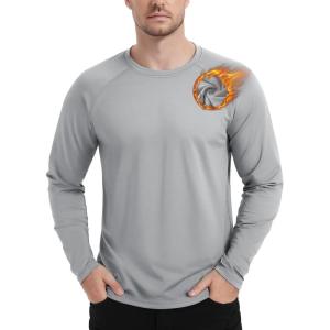 imageTACVASEN Mens Thermal Shirt Long Sleeve Fleece Lined Base Layer Lightweight Moisture Wicking Athletic Undershirt05 Light Gray