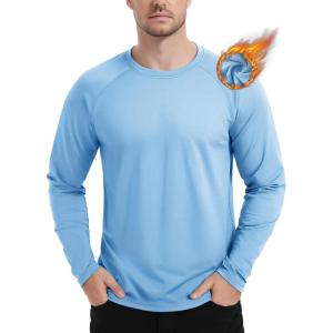 imageTACVASEN Mens Thermal Shirt Long Sleeve Fleece Lined Base Layer Lightweight Moisture Wicking Athletic Undershirt09 Light Sky Blue