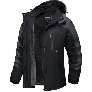 imageTACVASEN Womens Winter Jacket Waterproof Ski Jacket Snow Coat Warm Fleece Rain Jacket with Hood WindbreakerBlack Grey