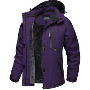 imageTACVASEN Womens Winter Jacket Waterproof Ski Jacket Snow Coat Warm Fleece Rain Jacket with Hood WindbreakerDark Purple