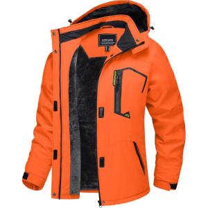 imageTACVASEN Womens Winter Jacket Waterproof Ski Jacket Snow Coat Warm Fleece Rain Jacket with Hood WindbreakerOrange