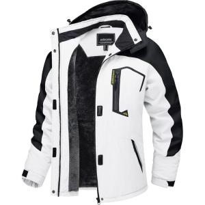 imageTACVASEN Womens Winter Jacket Waterproof Ski Jacket Snow Coat Warm Fleece Rain Jacket with Hood WindbreakerWhite Black