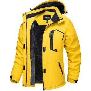 imageTACVASEN Womens Winter Jacket Waterproof Ski Jacket Snow Coat Warm Fleece Rain Jacket with Hood WindbreakerYellow