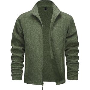 imageTACVASEN Mens Fleece Jackets Full Zip Lightweight Jacket Casual Soft Warm Coats with PocketsAgreen